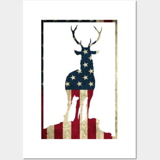 US Flag Deer Posters and Art